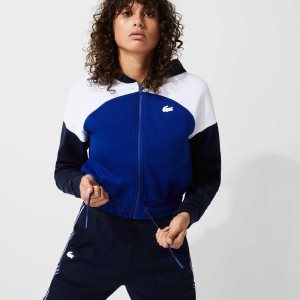 Lacoste SPORT Hupullinen Organic Puuvilla Zip Laivastonsininen Sininen Valkoinen Sininen | QJV-180723