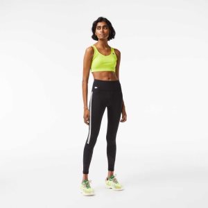 Lacoste SPORT Logo Stripe Leggings Mustat | PKM-641823