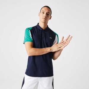 Lacoste SPORT Regular Fit Run-Resistant Pique Tennis Laivastonsininen Sininen Vihreä Valkoinen | TZY-597240