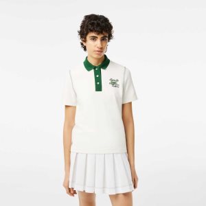 Lacoste SPORT Roland Garros Edition Puuvilla Pique Valkoinen Vihreä | UBR-203715