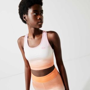 Lacoste SPORT Summer Pack Racer Back Sports Bra Pinkki Valkoinen Oranssi | XPW-052439