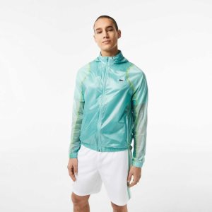Lacoste SPORT Vedenpitävät Hupullinen Windbreaker Minttu | CDT-465378