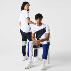 Lacoste SPORT x Theo Curin Graafinen Jersey T-Shirt Valkoinen Laivastonsininen Sininen | BQP-194602