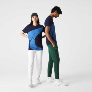 Lacoste SPORT x Theo Curin Graafinen Jersey T-Shirt Laivastonsininen Sininen Sininen Valkoinen | NIE-107986