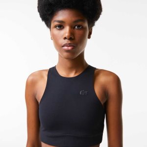 Lacoste Seamless Sports Bra Mustat | NDA-912368
