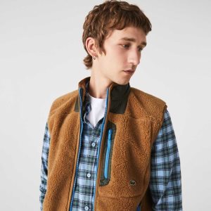 Lacoste Sherpa Fleece Vest Ruskea Khaki Vihreä | WOL-536192