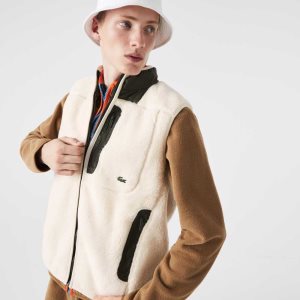 Lacoste Sherpa Fleece Vest Valkoinen Khaki Vihreä | GXC-345098