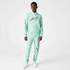 Lacoste Signature Print Crew Neck Puuvilla Fleece Vihreä | FGQ-469752