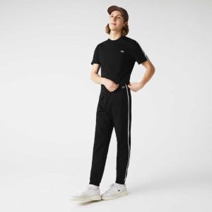 Lacoste Signature Raidallinen Colorblock Fleece Jogging Pants Mustat | SXO-658921
