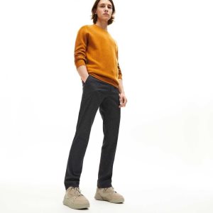 Lacoste Slim Fit Check Villa Blend Chino Mustat Valkoinen | SWE-805671