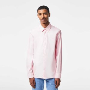 Lacoste Slim Fit French Collar Puuvilla Poplin Vaaleanpinkki | NGB-236798