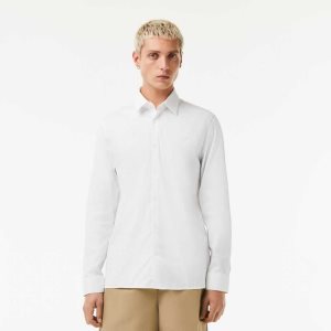 Lacoste Slim Fit French Collar Puuvilla Poplin Valkoinen | QIY-648705