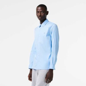 Lacoste Slim Fit French Collar Puuvilla Poplin Sininen | UIW-576210