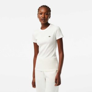 Lacoste Slim Fit Organic Puuvilla T-Shirt Valkoinen | CNZ-106374