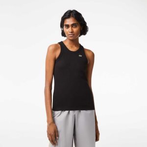 Lacoste Slim Fit Organic Puuvilla Tank Mustat | NBH-819534