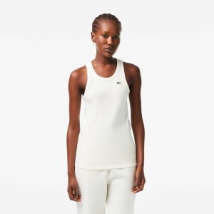 Lacoste Slim Fit Organic Puuvilla Tank Valkoinen | IHX-740386