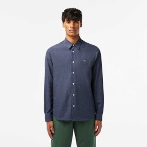 Lacoste Slim Fit Puuvilla Chambray Laivastonsininen Sininen Valkoinen | NTG-015364