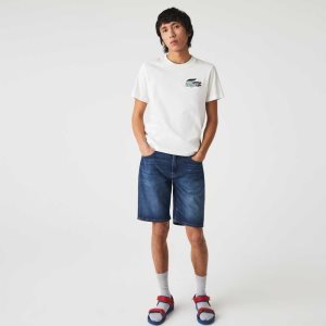 Lacoste Slim Fit Stretch Puuvilla Denim Bermuda Sininen | DUV-164538