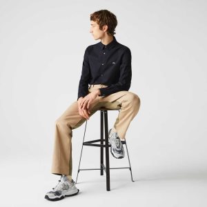 Lacoste Slim Fit Stretch Puuvilla Poplin Laivastonsininen Sininen | OAF-923054
