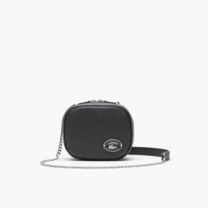 Lacoste Small Grained Nahkaiset Crossover Mustat | NDL-035721