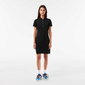 Lacoste Stretch Puuvilla Pique Polo Mustat | ERL-760315