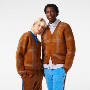 Lacoste Tartan Pattern Villa Cardigan Ruskea Sininen Oranssi | BAU-643015