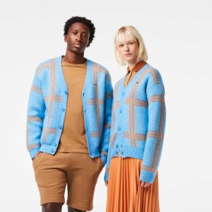 Lacoste Tartan Pattern Villa Cardigan Sininen Oranssi Ruskea | URH-091275