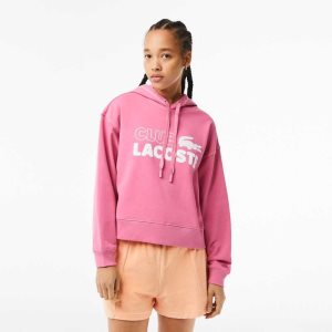 Lacoste Texture Print Hoodie Pinkki | IZF-384960