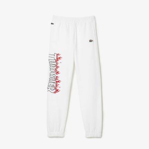 Lacoste Thrasher Unbrushed Fleece Trackpants Valkoinen | HOI-295631