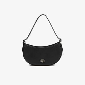 Lacoste Top Grain Nahkaiset Halfmoon Mustat | SXR-237490