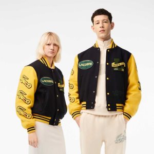Lacoste Two-Tone Woolen Teddy Laivastonsininen Sininen Keltainen | VSR-017245