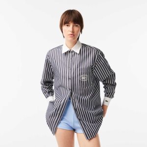 Lacoste Urheilulliset & Rich Contrast Collar Shirt Laivastonsininen Sininen Valkoinen | EZC-630548