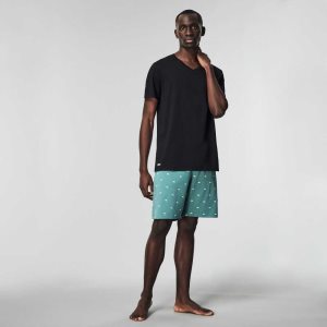Lacoste V-Neck Puuvilla Lounge T-Shirt 3-Pack Mustat | GUW-473158