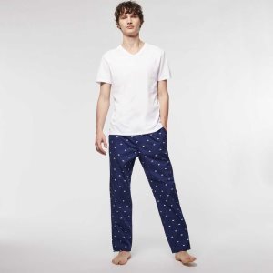 Lacoste V-Neck Puuvilla Lounge T-Shirt 3-Pack Valkoinen | MYK-863759