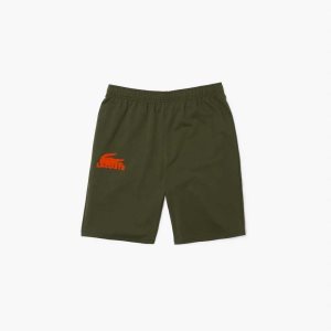 Lacoste Velour Crocodile Puuvilla Fleece Lounge Shorts Khaki Vihreä Oranssi | IDL-208951