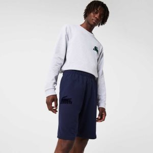 Lacoste Velour Crocodile Puuvilla Fleece Lounge Laivastonsininen Sininen | MAC-015793