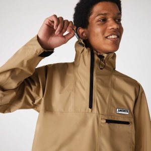 Lacoste Vesi-Resistant Hupullinen Windbreaker Beige | WBM-367582